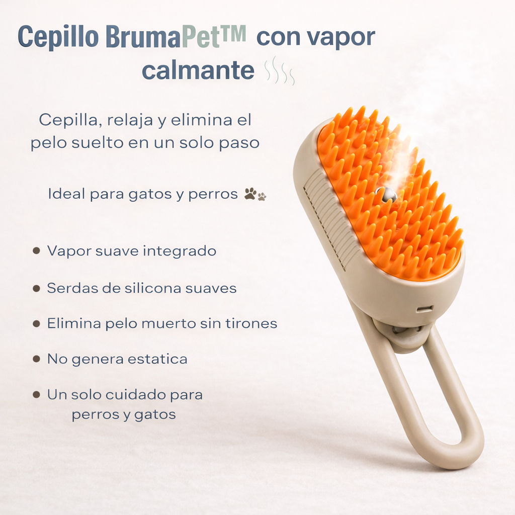 BrumaPet™ Cepillo Relajante con Vapor