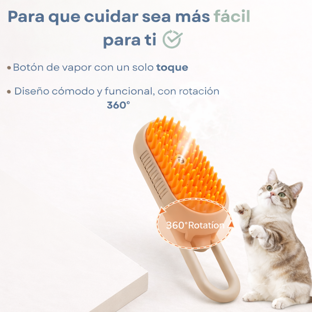 BrumaPet™ Cepillo Relajante con Vapor